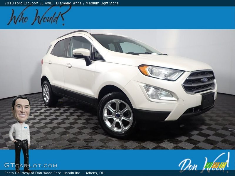 Diamond White / Medium Light Stone 2018 Ford EcoSport SE 4WD