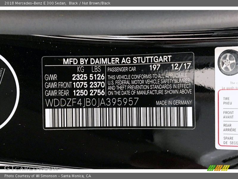 Black / Nut Brown/Black 2018 Mercedes-Benz E 300 Sedan