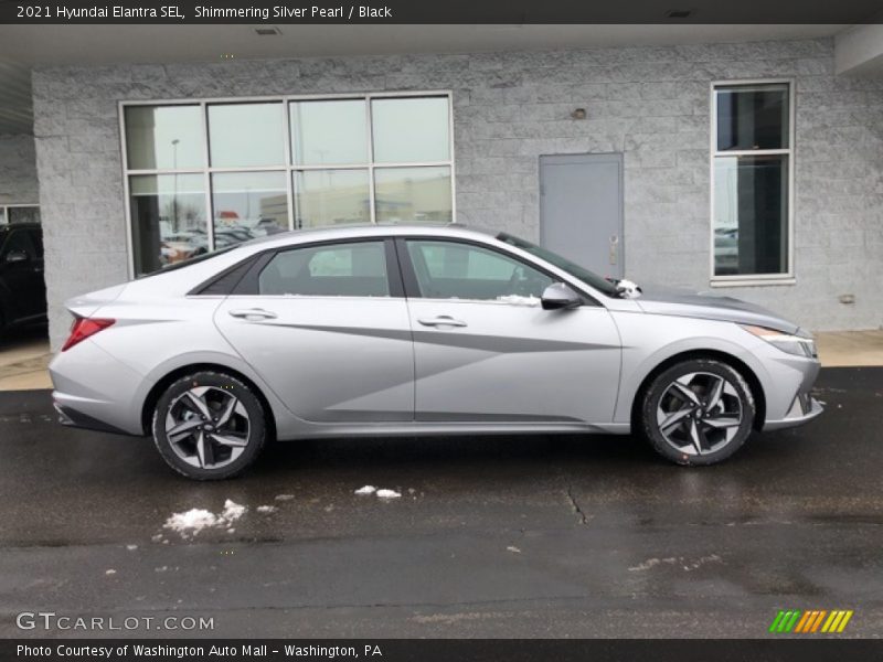 Shimmering Silver Pearl / Black 2021 Hyundai Elantra SEL