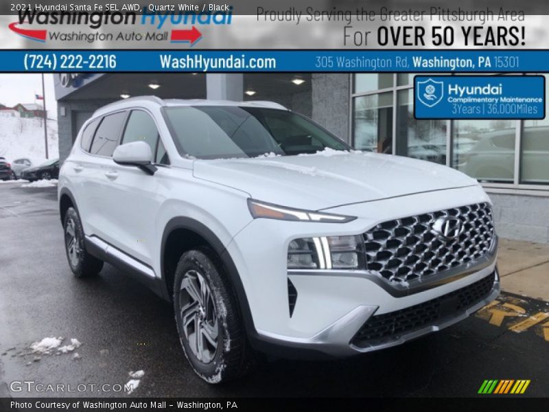 Quartz White / Black 2021 Hyundai Santa Fe SEL AWD