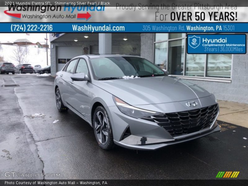 Shimmering Silver Pearl / Black 2021 Hyundai Elantra SEL
