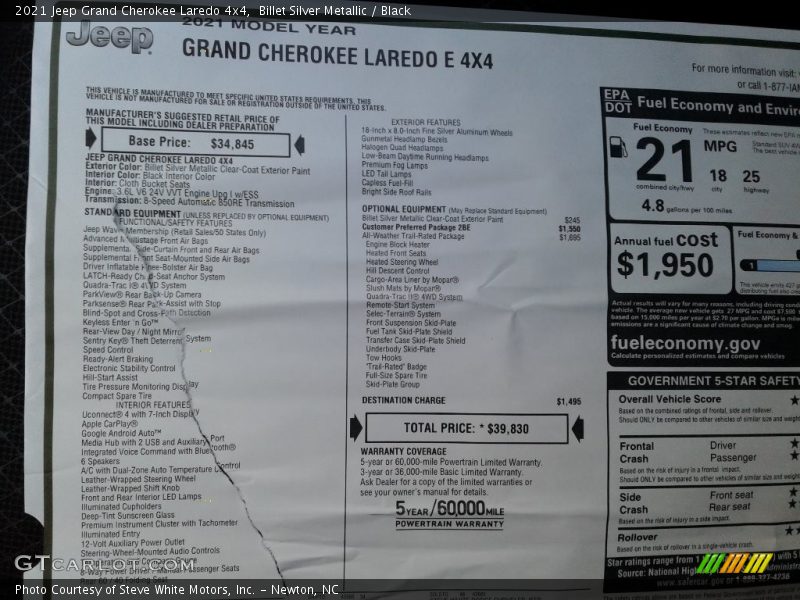 Billet Silver Metallic / Black 2021 Jeep Grand Cherokee Laredo 4x4