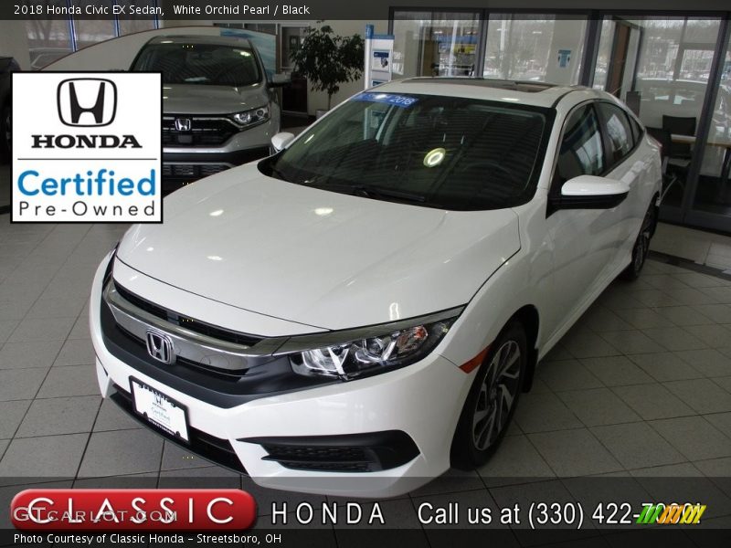 White Orchid Pearl / Black 2018 Honda Civic EX Sedan