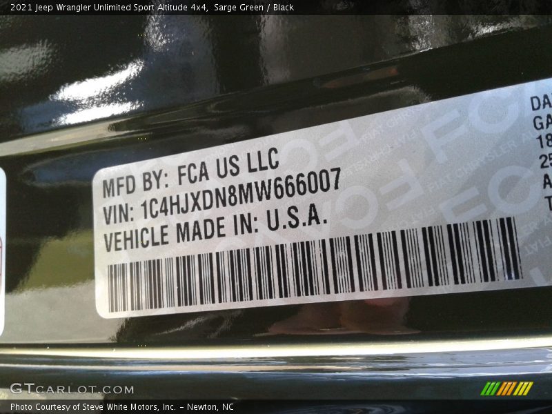 Sarge Green / Black 2021 Jeep Wrangler Unlimited Sport Altitude 4x4