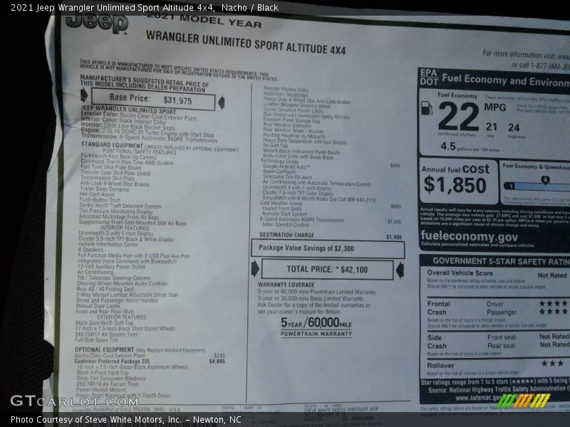 Nacho / Black 2021 Jeep Wrangler Unlimited Sport Altitude 4x4