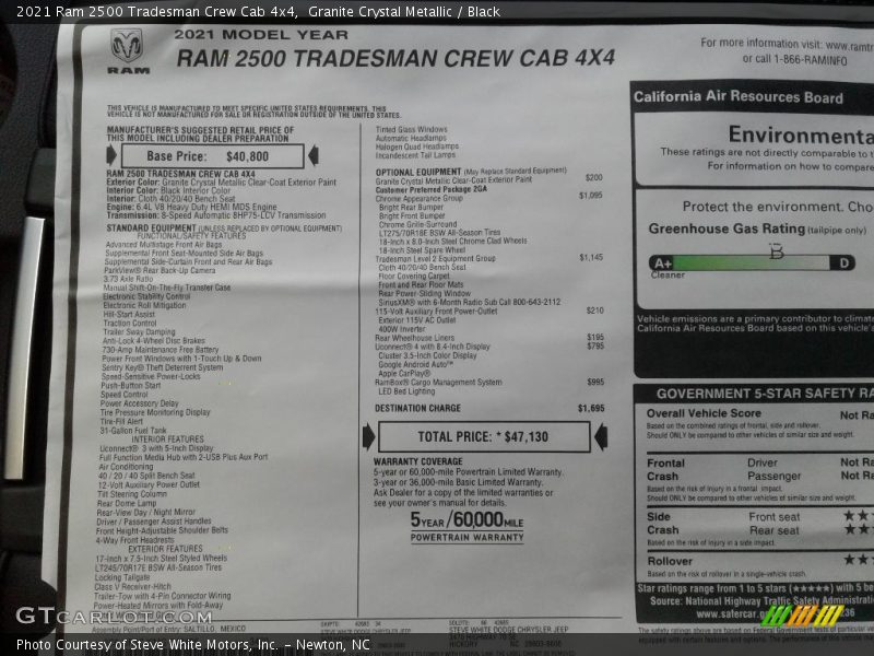 Granite Crystal Metallic / Black 2021 Ram 2500 Tradesman Crew Cab 4x4