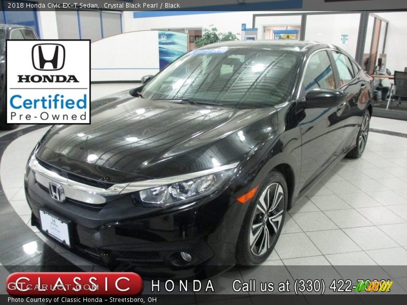 Crystal Black Pearl / Black 2018 Honda Civic EX-T Sedan