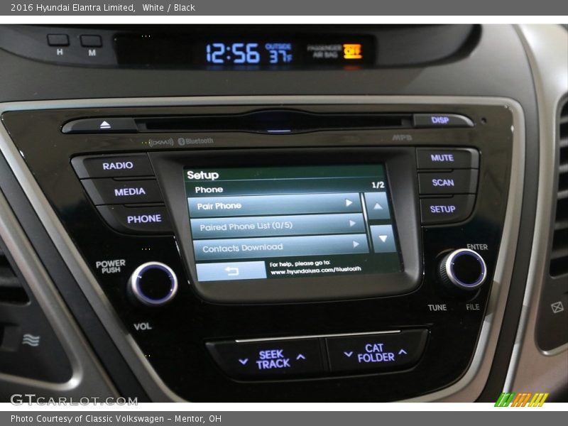 White / Black 2016 Hyundai Elantra Limited