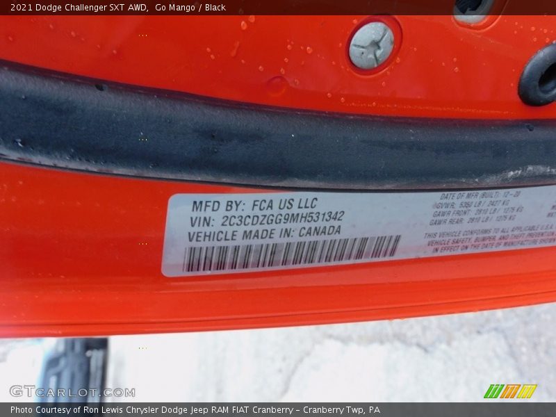 Go Mango / Black 2021 Dodge Challenger SXT AWD