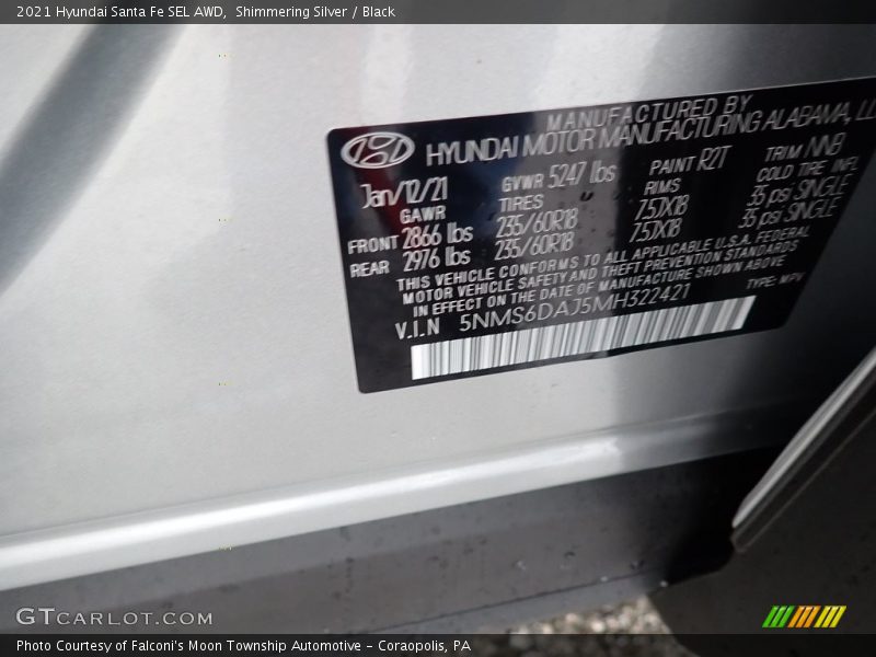 Shimmering Silver / Black 2021 Hyundai Santa Fe SEL AWD