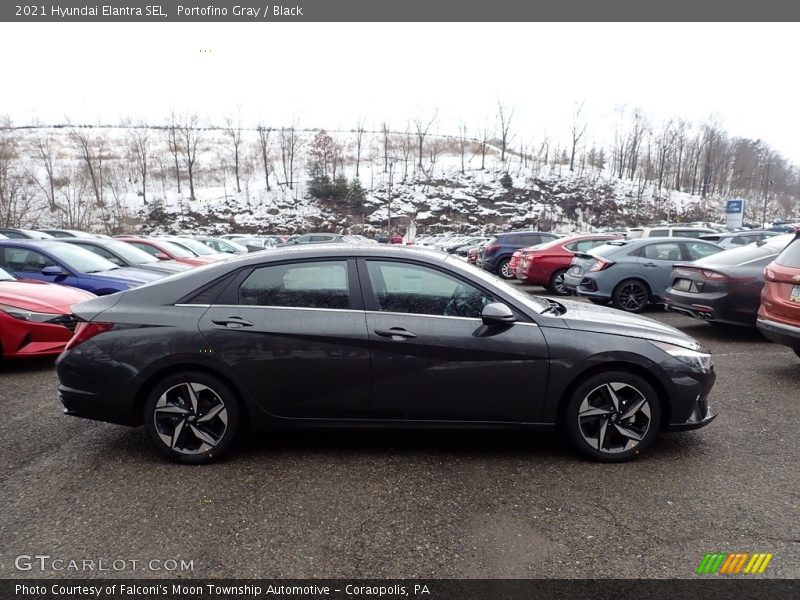 Portofino Gray / Black 2021 Hyundai Elantra SEL