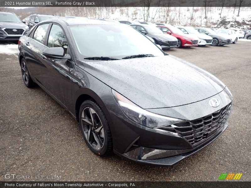 Portofino Gray / Black 2021 Hyundai Elantra SEL