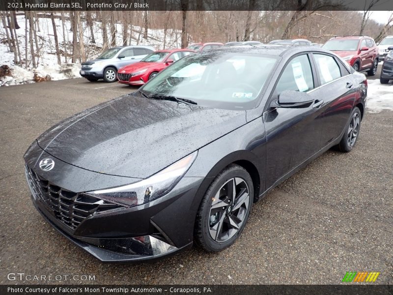 Portofino Gray / Black 2021 Hyundai Elantra SEL