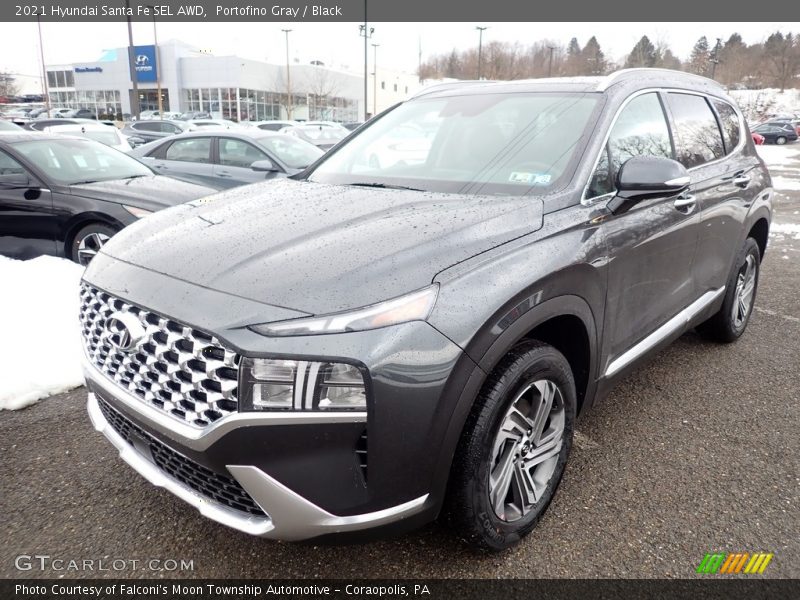 Portofino Gray / Black 2021 Hyundai Santa Fe SEL AWD