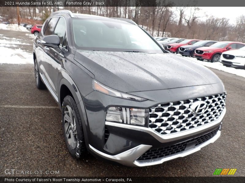 Portofino Gray / Black 2021 Hyundai Santa Fe SEL AWD