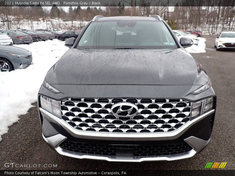 Portofino Gray / Black 2021 Hyundai Santa Fe SEL AWD