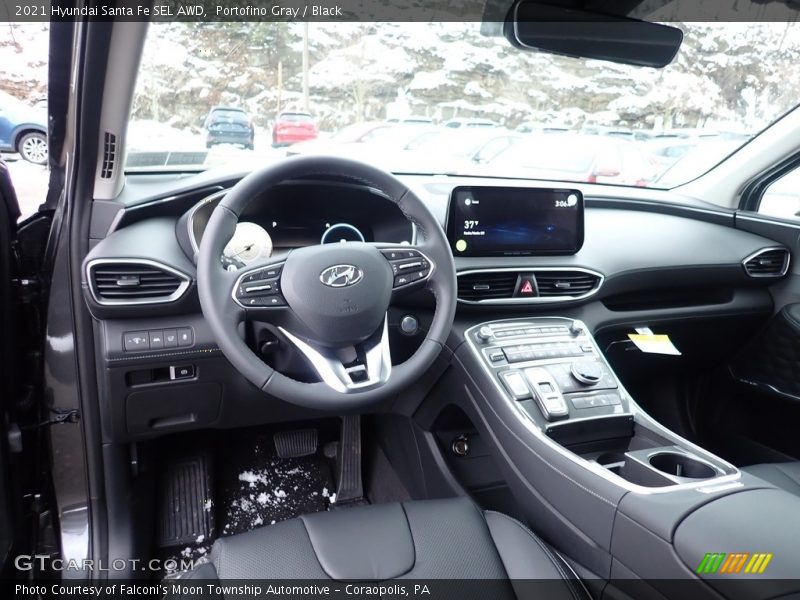 Portofino Gray / Black 2021 Hyundai Santa Fe SEL AWD