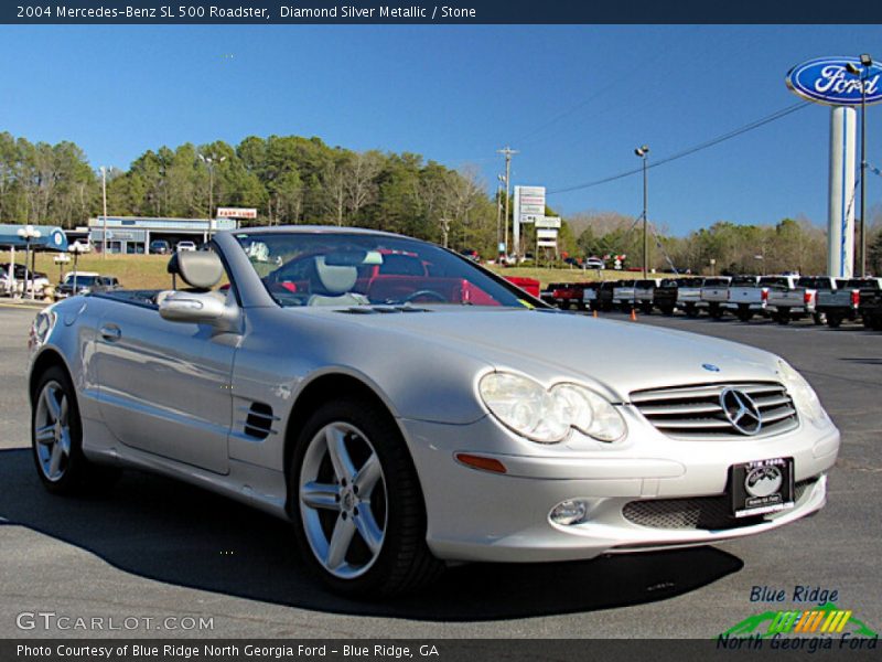 Diamond Silver Metallic / Stone 2004 Mercedes-Benz SL 500 Roadster