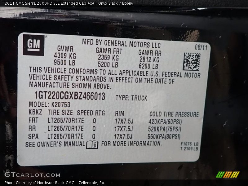 Onyx Black / Ebony 2011 GMC Sierra 2500HD SLE Extended Cab 4x4