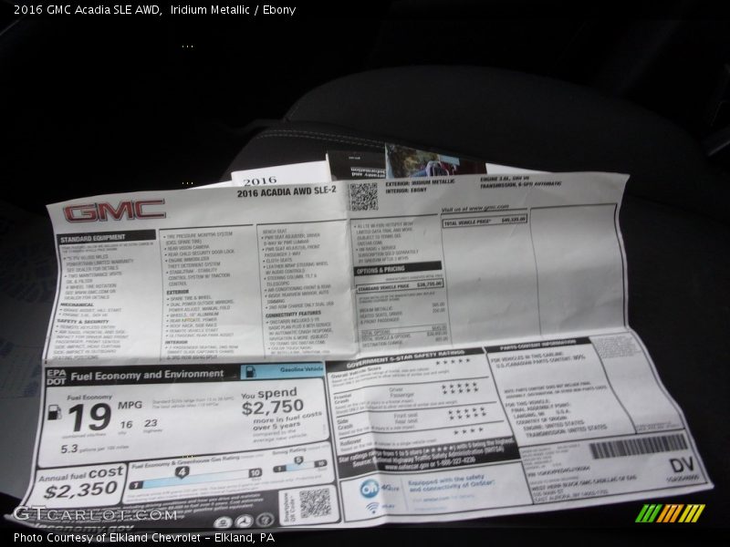 Iridium Metallic / Ebony 2016 GMC Acadia SLE AWD