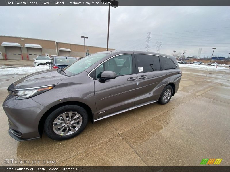 Predawn Gray Mica / Gray 2021 Toyota Sienna LE AWD Hybrid