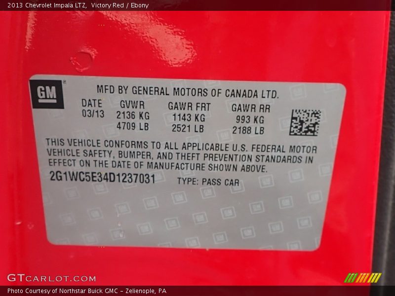 Victory Red / Ebony 2013 Chevrolet Impala LTZ