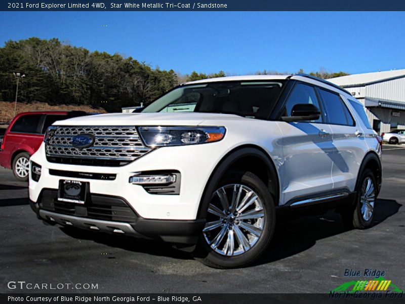 Star White Metallic Tri-Coat / Sandstone 2021 Ford Explorer Limited 4WD