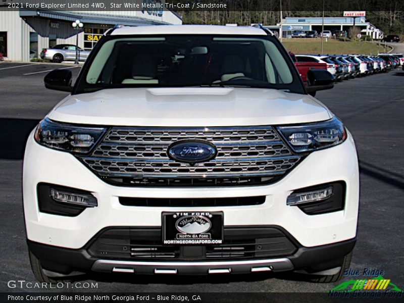 Star White Metallic Tri-Coat / Sandstone 2021 Ford Explorer Limited 4WD