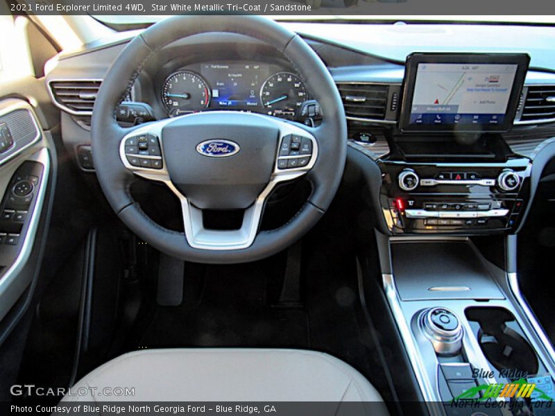 Star White Metallic Tri-Coat / Sandstone 2021 Ford Explorer Limited 4WD