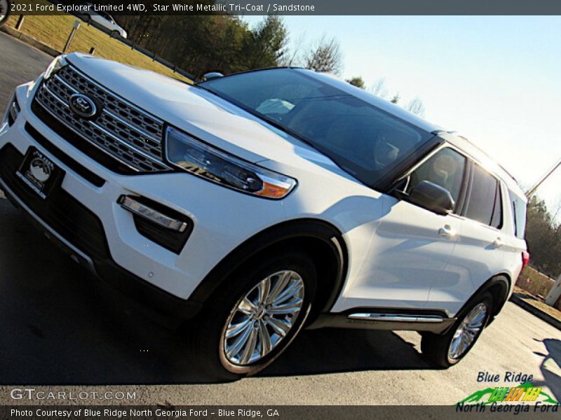 Star White Metallic Tri-Coat / Sandstone 2021 Ford Explorer Limited 4WD