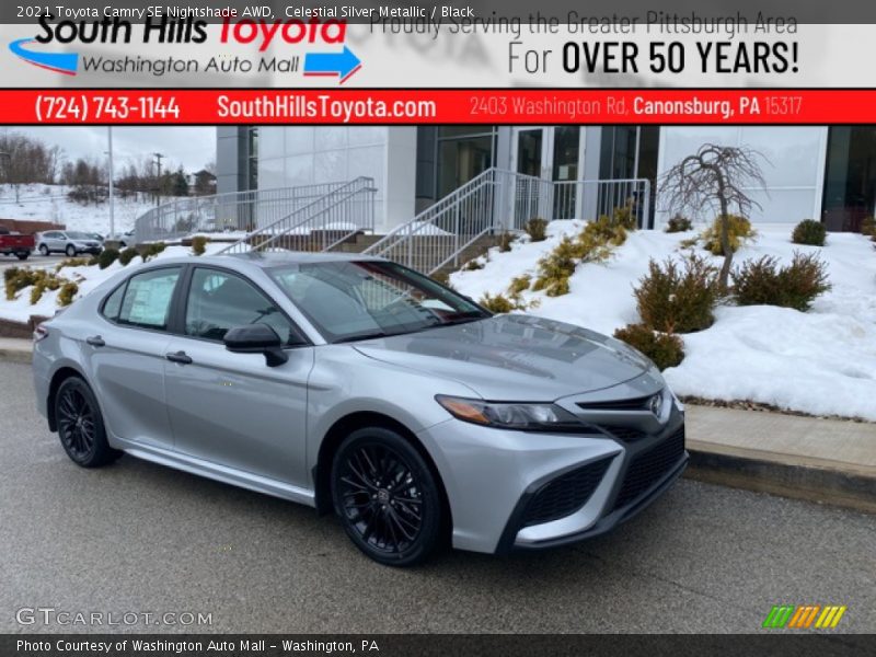 Celestial Silver Metallic / Black 2021 Toyota Camry SE Nightshade AWD