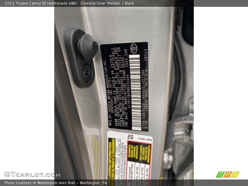 Celestial Silver Metallic / Black 2021 Toyota Camry SE Nightshade AWD