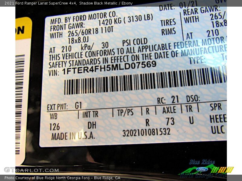 Shadow Black Metallic / Ebony 2021 Ford Ranger Lariat SuperCrew 4x4