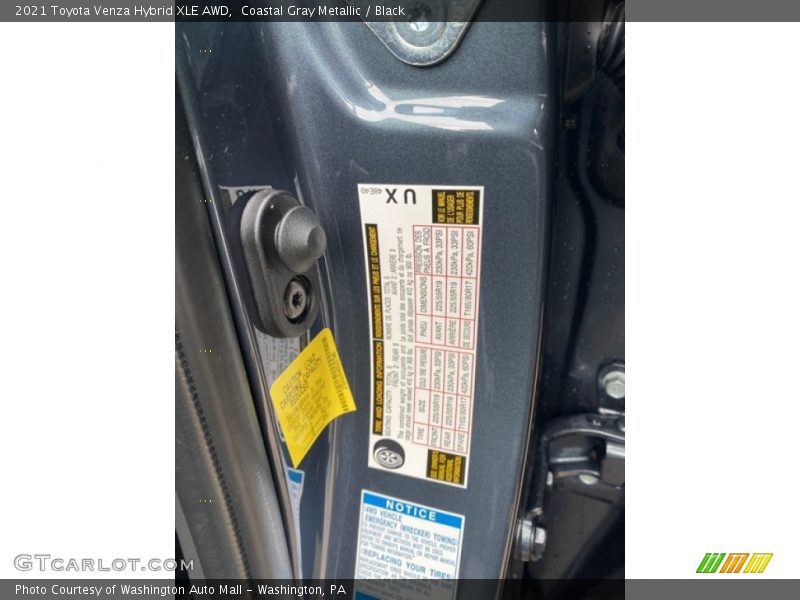 Coastal Gray Metallic / Black 2021 Toyota Venza Hybrid XLE AWD