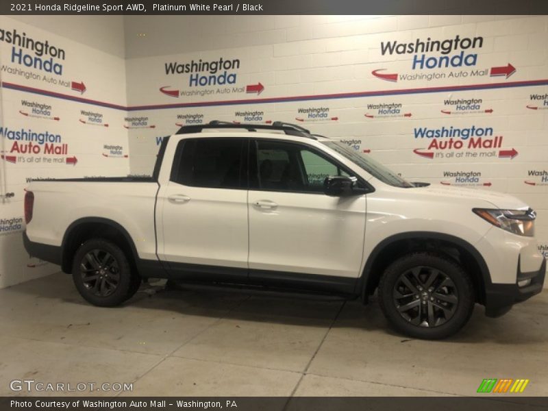 Platinum White Pearl / Black 2021 Honda Ridgeline Sport AWD