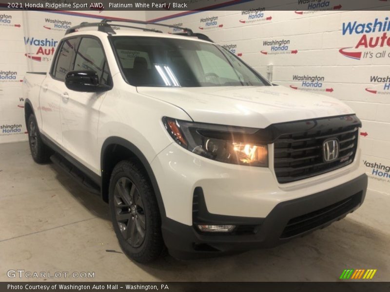 Platinum White Pearl / Black 2021 Honda Ridgeline Sport AWD