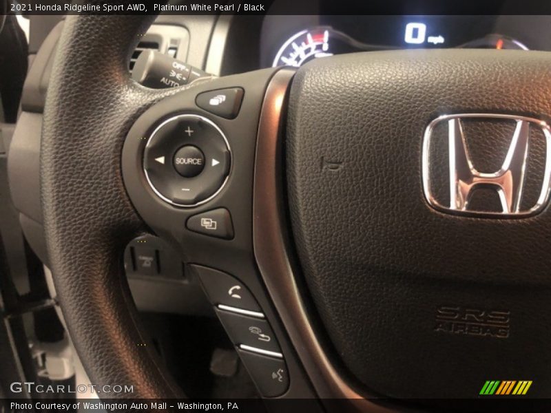 Platinum White Pearl / Black 2021 Honda Ridgeline Sport AWD