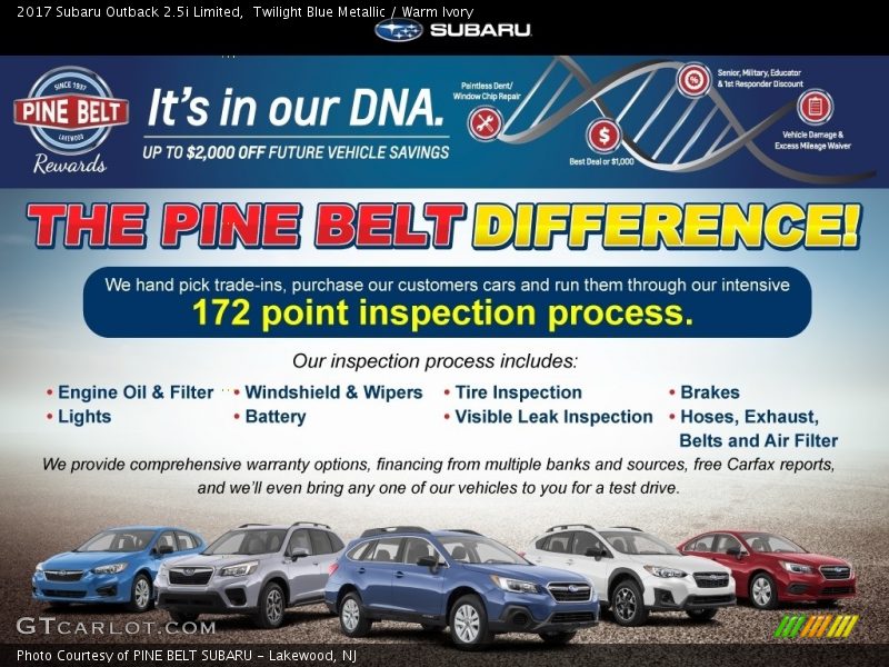 Twilight Blue Metallic / Warm Ivory 2017 Subaru Outback 2.5i Limited