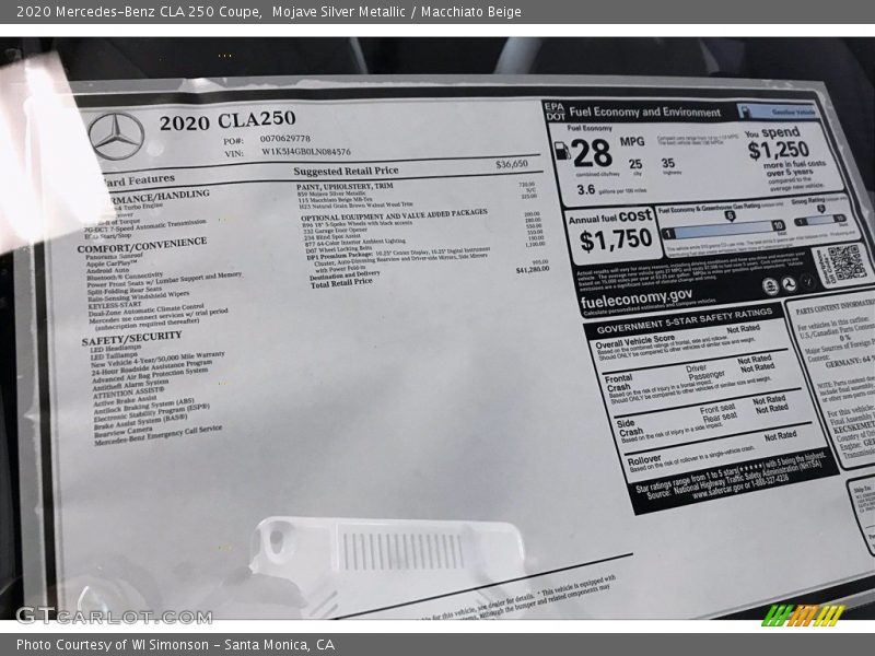 Mojave Silver Metallic / Macchiato Beige 2020 Mercedes-Benz CLA 250 Coupe