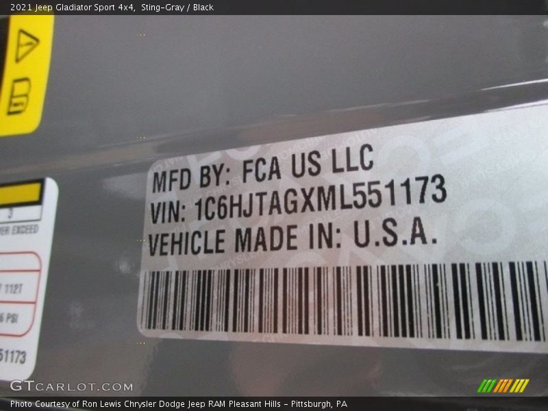 Sting-Gray / Black 2021 Jeep Gladiator Sport 4x4