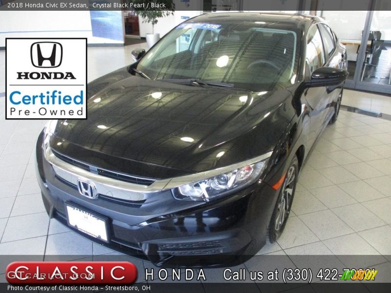 Crystal Black Pearl / Black 2018 Honda Civic EX Sedan