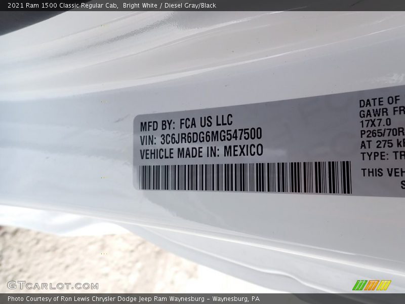 Bright White / Diesel Gray/Black 2021 Ram 1500 Classic Regular Cab