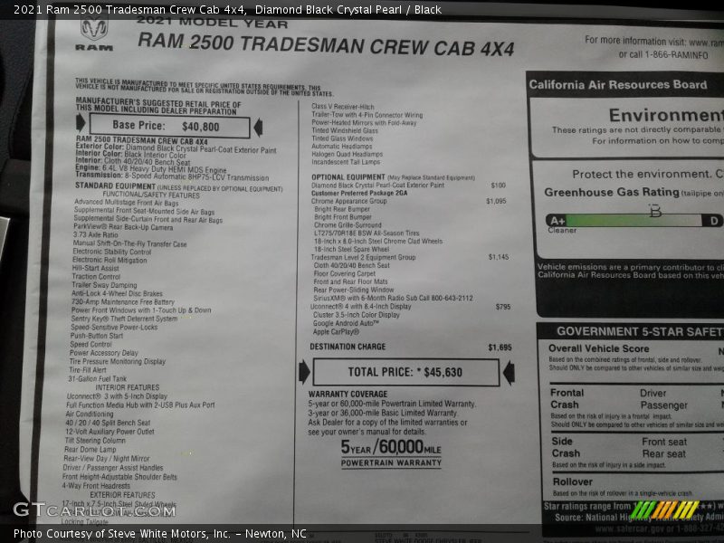 Diamond Black Crystal Pearl / Black 2021 Ram 2500 Tradesman Crew Cab 4x4
