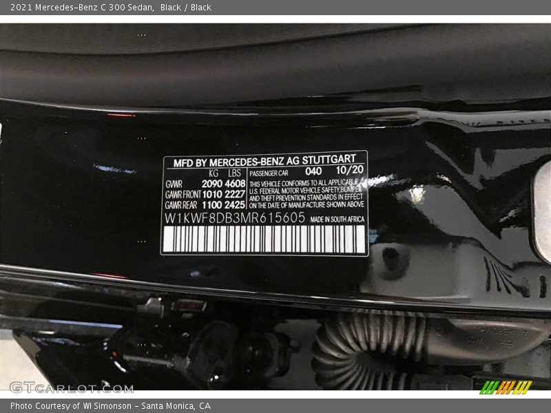Black / Black 2021 Mercedes-Benz C 300 Sedan