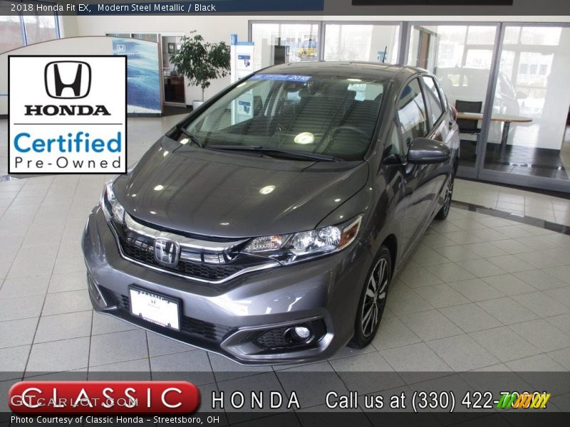 Modern Steel Metallic / Black 2018 Honda Fit EX