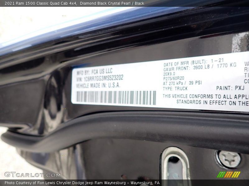 Diamond Black Crystal Pearl / Black 2021 Ram 1500 Classic Quad Cab 4x4