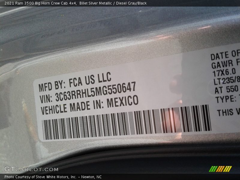 Billet Silver Metallic / Diesel Gray/Black 2021 Ram 3500 Big Horn Crew Cab 4x4