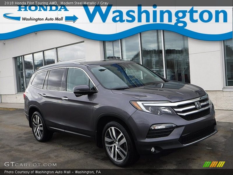 Modern Steel Metallic / Gray 2018 Honda Pilot Touring AWD
