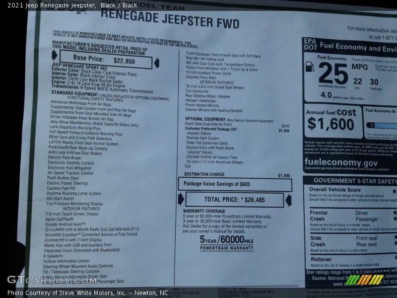 Black / Black 2021 Jeep Renegade Jeepster