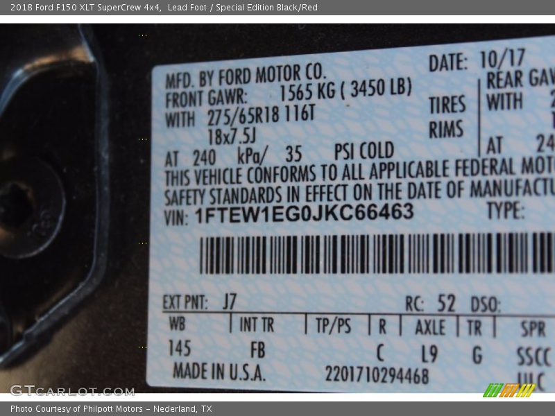 Lead Foot / Special Edition Black/Red 2018 Ford F150 XLT SuperCrew 4x4